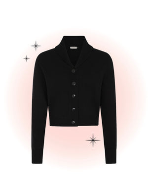 Cardigan Tricot Manches Longues Violet - Noir
