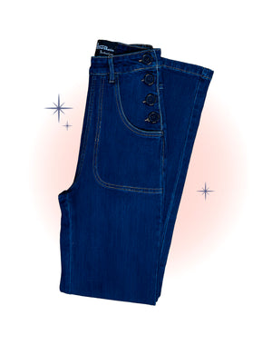 Jeans À Boutons Midge Bleu Indigo