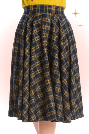 Adore Her Navy and Mustard Flared Skirt