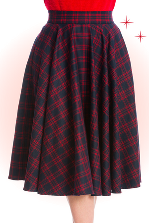 Adore Her Navy and Red Flared Skirt