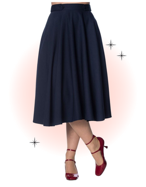 Midnight Blue Di Di Swing Flared Skirt