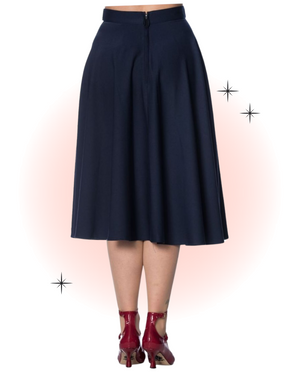 Midnight Blue Di Di Swing Flared Skirt