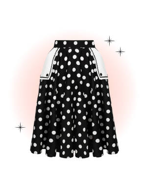 Domino Polka Dot Flared Skirt