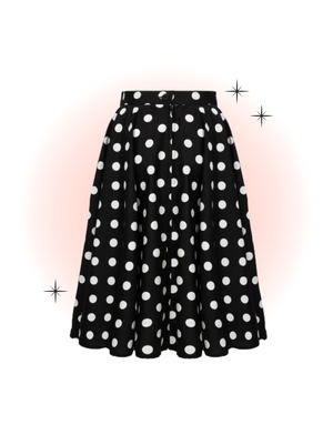 Domino Polka Dot Flared Skirt