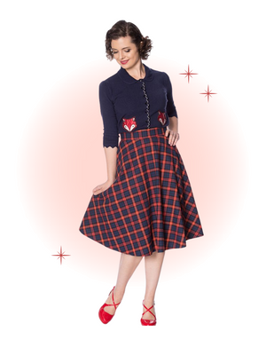 Red Mrs. Claus Tartan Flared Skirt