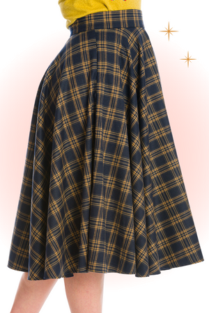 Adore Her Navy and Mustard Flared Skirt