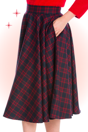 Adore Her Navy and Red Flared Skirt