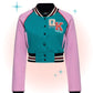 Veste Universitaire Lucky Cat Verte Et Rose