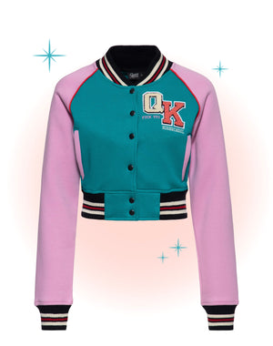 Veste Universitaire Lucky Cat Verte Et Rose
