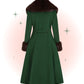 Manteau Martha vert avec fausse fourrure brune