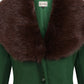 Manteau Martha vert avec fausse fourrure brune