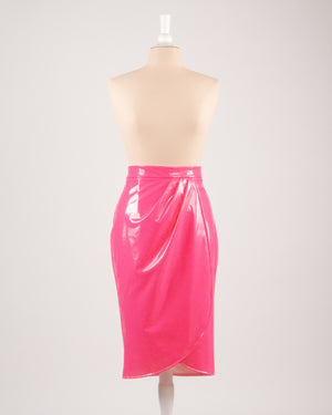 Marie Fitted Vinyl Hot Pink Skirt