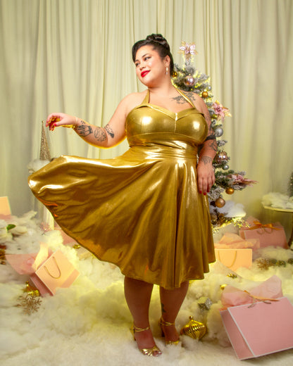 Falda acampanada dorada de los años 50 de Everyday