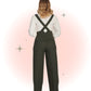 Pantalon avec bretelles Jenny Check Vert