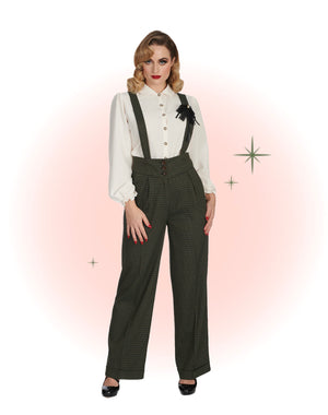 Pantalon avec bretelles Jenny Check Vert