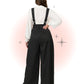 Pantalon Évasé à Bretelles Rochelle à Fines Rayures Noir Et Blanc