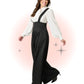 Pantalon Évasé à Bretelles Rochelle à Fines Rayures Noir Et Blanc