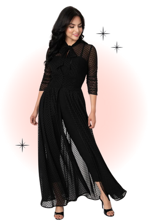 Black Swiss Dot Starlet Bathrobe