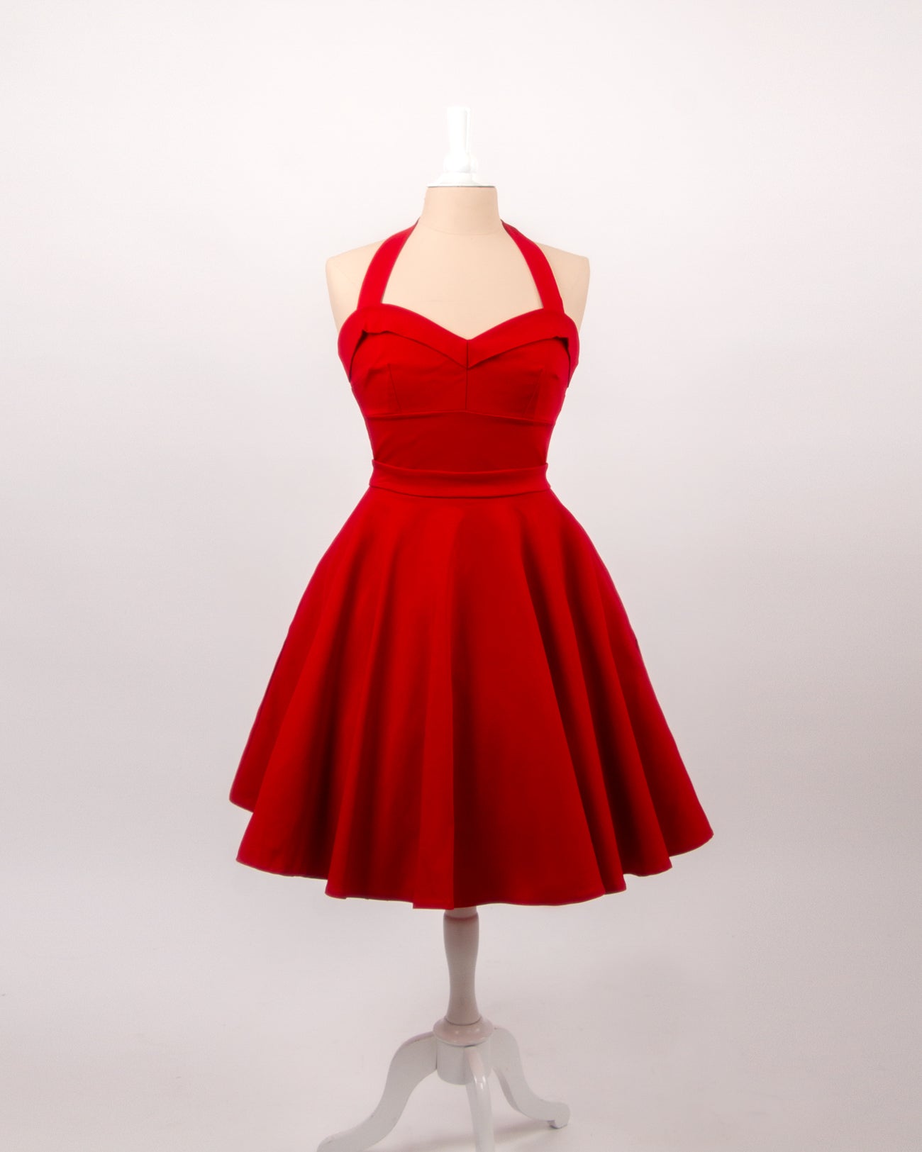 red dress flared skirt Women's Red Smocked flared-skirt dress