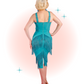 Robe Ajustée Speakeasy à Frange Turquoise