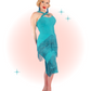 Robe Ajustée Speakeasy à Frange Turquoise