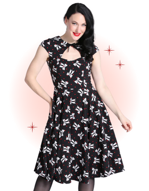 Black Bobbie Flared Midi Dress