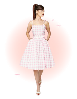Bobbie Vichy Pink Flared Dress