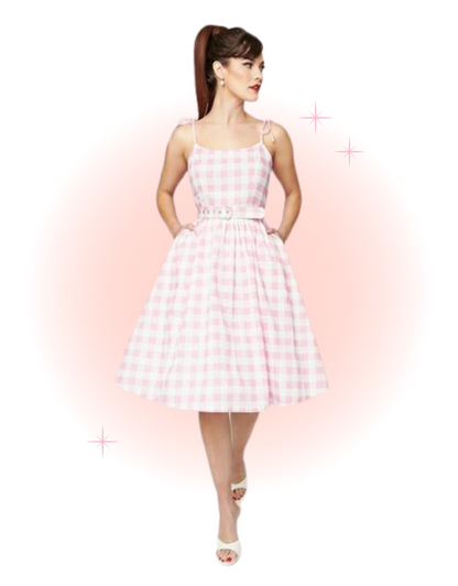 Bobbie Vichy Pink Flared Dress