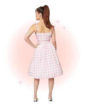 Bobbie Vichy Pink Flared Dress