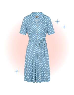 Blue Ellen Polka Dot Flared Dress