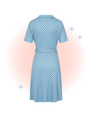 Blue Ellen Polka Dot Flared Dress