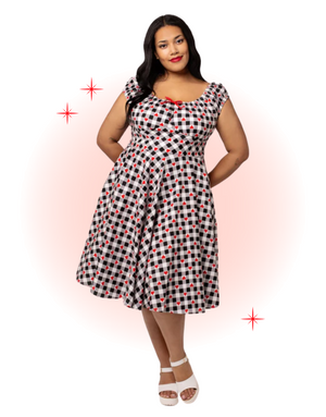 Black Gingham Leonie Flared Dress