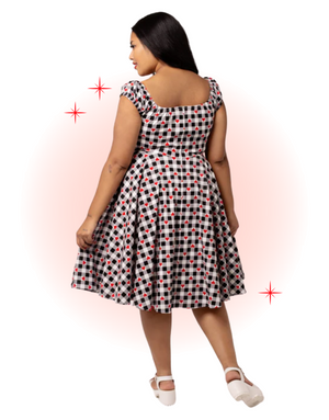 Black Gingham Leonie Flared Dress
