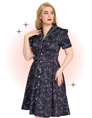 Black Midnight Western Flared Dress