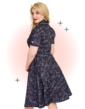 Black Midnight Western Flared Dress