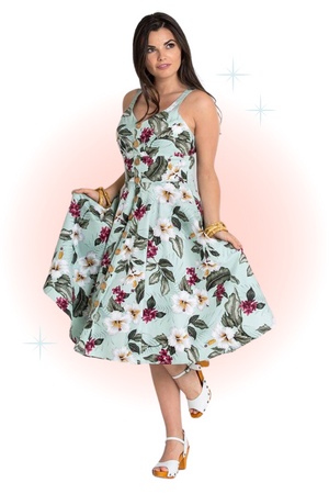 Green Tahiti Flared Dress