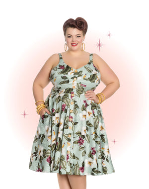 Robe Évasée Tahiti Verte