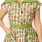 Robe Évasée Crème avec Imprimé Pot Mason