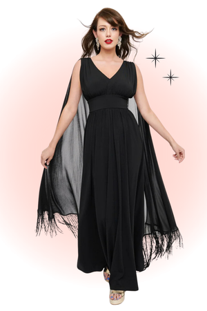 Black Maxi Dress With Fringes