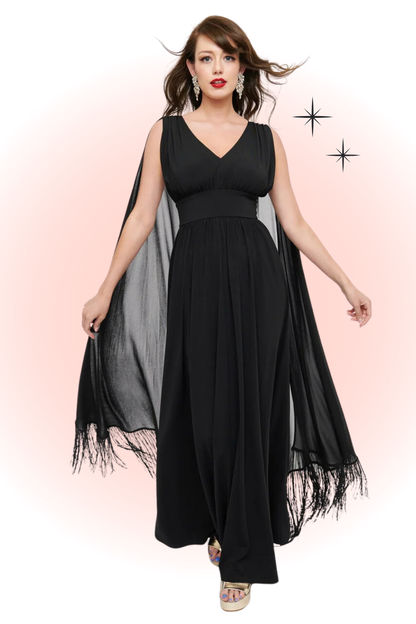 Robe Maxi Noire Avec Franges