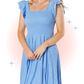 Robe Raphaella  Bleu Évasée En Broderie Anglaise