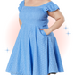 Robe Raphaella  Bleu Évasée En Broderie Anglaise