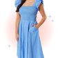 Robe Raphaella  Bleu Évasée En Broderie Anglaise