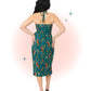Robe Ajustée Sarong Verte avec Imprimé Tigres