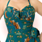 Robe Ajustée Sarong Verte avec Imprimé Tigres