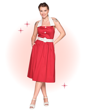 Vestido rojo con vuelo Waverly