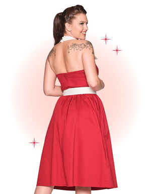 Vestido rojo con vuelo Waverly