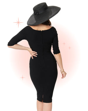 Robe Ajustée Shailene Noire à Manches Trois Quarts