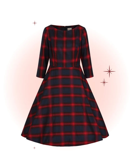 Robe Barbara Check Rouge & Marine