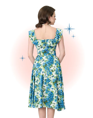 Robe Barbara Florale Bleue